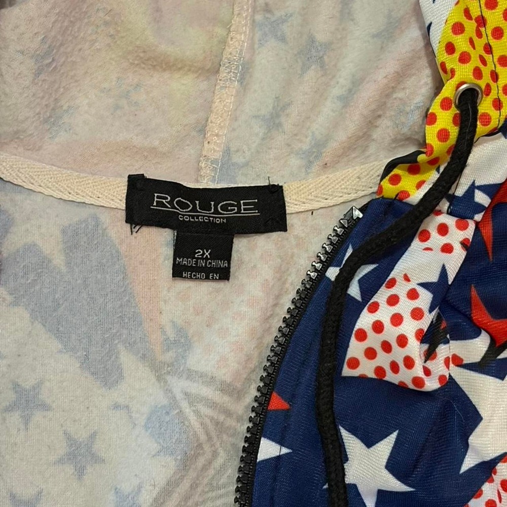 Rouge Collection Comic Pop Art Zip Hoodie Womens 2X Multicolor Y2K 70781XR - Picture 6 of 8